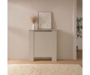 OHS Medium Radiator Cover Ribbed Wooden Top Shelf Heater Cover, Stone | Modern Vertical Slat Design for Optimal Heat Circulation MDF Cabinet for Living Room Bedroom Hallway, Size: 102 x 82 x 19cm