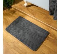 OHS Memory Foam Bath Mat Absorbent Chevron Shower Bathroom Toilet Thick Non-Slip Rug in Charcoal OHS Charcoal