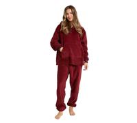 OHS Mens Pyjamas Set Sherpa Lined Two Piece Coral Fleece Pyjamas Women Men Hooded Bottoms Soft Warm Winter Fluffy Pjs Sleep Nightwear, S/M/L