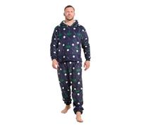 OHS Mens Pyjamas Set Sherpa Lined Two Piece Coral Fleece Pyjamas Women Men Hooded Bottoms Soft Warm Winter Fluffy Pjs Sleep Nightwear, S/M/L