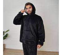 OHS Men's Soft Coral Fleece Sherpa Lined Hoodie Pyjama Set in Black | Size: Medium OHS Black M