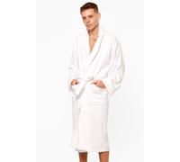 OHS Men's Towel Bath Robe Dressing Gown 100% Cotton in White OHS White One Size