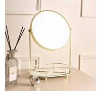 OHS Metal Frame Makeup Vanity Mirror Countertop Freestanding Pedestal in Gold OHS Gold