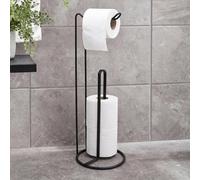 OHS Metal Freestanding Toilet Roll Holder Organiser Tissue Paper Storage in Black OHS Black