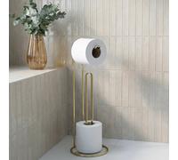 OHS Metal Freestanding Toilet Roll Holder Organiser Tissue Paper Storage in Gold OHS Gold