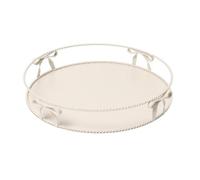 OHS Metal Round Decorative Tray Bow Design Modern Coffee Table Tray, Cream | Candle Tray Vanity Trays for Dresser Perfume Jewellery Toilet Tank Bedroom Kitchen Countertop Display Tray Storage Organiser