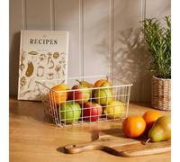 OHS Metal Wire Food Storage Basket Multipurpose Pantry Organiser Kitchen in Cream | Size: 2 Pack OHS Cream 2 Pack