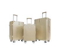 OHS Metallic Suitcase Set, 3-Piece Hardshell Luggage Sets Durable Lightweight 360° 4 Wheel Spinner Adjustable Handles Easy to Carry Travel Suitcase Sets 3, Gold - Cabin, Medium, Large