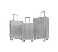 OHS Metallic Suitcase Set, 3-Piece Hardshell Luggage Sets Durable Lightweight 360° 4 Wheel Spinner Adjustable Handles Easy to Carry Travel Suitcase Sets 3, Silver - Cabin, Medium, Large