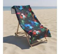 OHS Microfibre Beach Towel Football, Super Soft Quick Dry Sand Free Beach Towels for Adults Kids Large Lightweight Compact Pool Swim Summer Essentials Travel Towel, Neon - 71 x 152cm