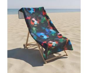 OHS Microfibre Beach Towel Football, Super Soft Quick Dry Sand Free Beach Towels for Adults Kids Large Lightweight Compact Pool Swim Summer Essentials Travel Towel, Neon - 71 x 152cm