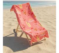 OHS Microfibre Beach Towel Orange Spritz, Super Soft Quick Dry Sand Free Beach Towels for Adults Large Lightweight Compact Pool Swim Summer Essentials Travel Towel, Pink - 71 x 152cm