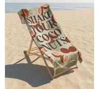 OHS Microfibre Beach Towel, Shake Your Coconuts Slogan Super Soft Quick Dry Sand Free Large Beach Towel Lightweight Compact Travel Summer Essentials Holiday Towels, Green - 71 x 152cm
