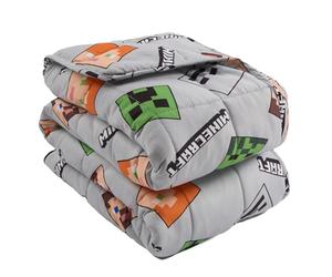 OHS Minecraft Blanket Weighted for Adults 3kg, Microfibre Reversible Calming Blanket Sleep Therapy Anxiety Relief Minecraft Gifts Heavy Blankets, Grey - 150 x 100cm