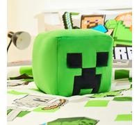 OHS Minecraft Creeper Head Cushion Soft Stuffed Minecraft Toys Back Support Cushion for Sofa Teenagers Kids Bedroom Accessories Creeper Plush Throw Pillow Gifts for Gamers, Green - 20cm