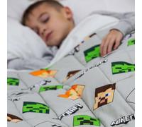 OHS Minecraft Weighted Blanket for Adults 3kg, Microfibre Reversible Calming Sleep Therapy, Anxiety Relief, Heavy Grey Minecraft Gift - 150 x 100cm