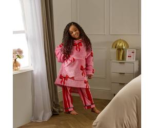 OHS Mini Me Bows Sherpa Fleece Thermal Kids Hoodie Blanket OHS Multicolor One Size