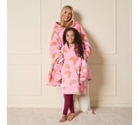 OHS Mini Me Croissant Bow Print Hoodie Blanket Kids Fleece Loungewear in Light Pink OHS Light Pink One Size