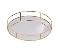 OHS Mirror Tray Round Decorative Tray Mirrored Glass Metal Trays, Gold | Candle Holder Perfume Tray Vanity Dresser Jewellery Cosmetic Display Storage Organiser Tray for Coffee Table Bathroom Bedroom