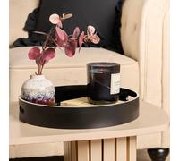 OHS Monochrome Round Serving Tray Coffee Table Organiser Storage in Black OHS Black