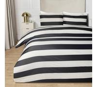 OHS Monochrome Stripe Duvet Cover With Pillowcase Bedding Set