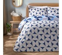 OHS Moroccan Abstract Microfibre Duvet Cover with Pillowcase Bedding Set in Navy | Size: King OHS Navy King