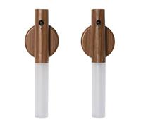 OHS Motion Sensor Lights Indoor Rechargeable Wall Lights 2 Pack, Wood