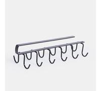 OHS Mug Holder Under Shelf Cup Rack Organizer with 12 Hooks Space-Saving Under Cabinet Hanger for Mugs Drying Cupboard Storage for Home Kitchen Cup Display Rack, Black