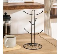 OHS Mug Tree 6 Mugs, Black Metal Wire Mug Holder for Kitchen Countertop Non Slip Base Easy to Hang and Place Cup Holders Coffee Mug Rack Organizer with 6 Hooks