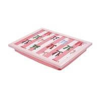 OHS Multi Bow Stripe Trays for Eating on Lap Cushioned Lap tray, Pink/White