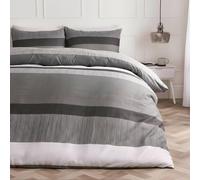 OHS Multi Stripe Bedding Set Microfibre Duvet Cover with Pillowcase in Grey | Size: King OHS Grey King