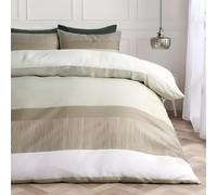 Ohs Multi Stripe Bedding Set Microfibre Duvet Cover With Pillowcase, Sage - Single