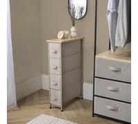 OHS Narrow 4 Drawer Storage Cabinet Bedside Table Clothes Home Organiser, Beige