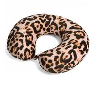 OHS Neck Pillow Leopard Print Travel Pillow, Soft Foam Neck Support Pillow Lightweight & Portable Support Cushion For Airplane Train Car, Natural-30x30cm