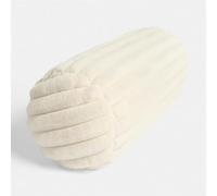 OHS Neck Roll Pillow Faux Fur Ribbed Round Bolster Cushion Soft Cosy Pillow Support for Sleeping Armrest Back Yoga Bolster Cushion for Sofa Bed, Cream - 46 x 20cm
