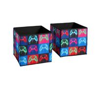 OHS Neon Drip Gaming Storage Cubes Collapsible Cube Boxes 2 Pack, Multi