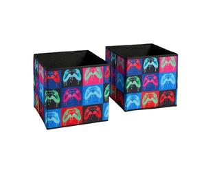 OHS Neon Drip Gaming Storage Cubes Collapsible Cube Boxes 2 Pack, Multi