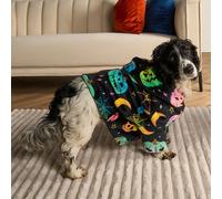 Ohs Neon Halloween Dog Hoodie Blanket Winter Sherpa Fleece Soft Jumper, Black - Medium