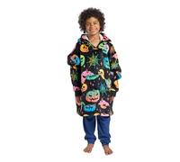 OHS Neon Pumpkin Halloween Hoodie Blanket Kids Girls Boys Hooded Blanket Ultra Soft Warm Sherpa Fleece Pullover Oversized Wearable Blanket Big Jumper Halloween Gifts, Black - One Size
