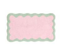 OHS Non Slip Bath Mat Scallop Tufted Bathroom Mat 45 x 75cm, Pink/Green