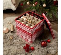 Ohs Nordic Print Christmas Bauble Storage Box Festive Decoration Organiser 64 Slots