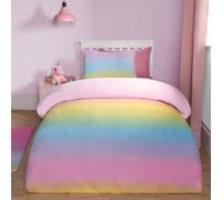 OHS Ombre Fleece Duvet Cover Pillowcase Quilt Rainbow Bedding Set in Pink | Size: Double OHS Pink Double