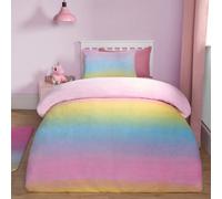 OHS Ombre Fleece Duvet Cover Pillowcase Quilt Rainbow Bedding Set Soft - Double