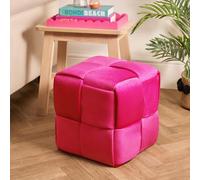 Ohs Ottoman Foot Stool Square Footrest Chair Side Sofa Seat - Bright Pink