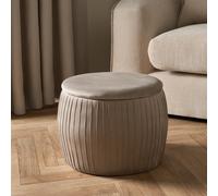 OHS Ottoman Storage Stool Matte Velvet Pleated Home Decor Vanity Pouffe Chair Seat in Natural OHS Natural