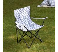 OHS Outdoor Camping Chair 2 X Folding Portable Picnic Garden Seat, Grey Geo - Adults