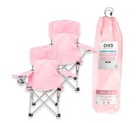 OHS Outdoor Camping Chair 2 X Folding Portable Picnic Garden Seat, Pink - Kids