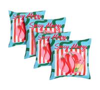 OHS Outdoor Cushion Covers 45 x 45 Decorative Spicy Margs Slogan Chilli Print Outdoor Cushions Waterproof Soft Garden Cushions Home Decor Throw Pillow Covers with Invisible Zipper Set of 4, Blue/Green
