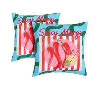 OHS Outdoor Cushion Covers 45 x 45 Decorative Spicy Margs Slogan Chilli Print Outdoor Cushions Waterproof Soft Garden Cushions Home Decor Throw Pillow Covers with Invisible Zipper Set of 2, Blue/Green