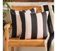 OHS Outdoor Cushion Covers 45 x 45 Decorative Stripe Outdoor Cushions Waterproof Super Soft Garden Cushions Home Decor Throw Pillow Covers with Invisible Zipper Set of 2, Monochrome